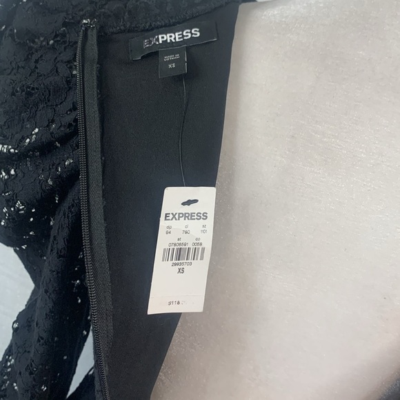 Express Black Lace Puff Sleeve Side Cutout Sheath Dress- NWT - Picture 14 of 16